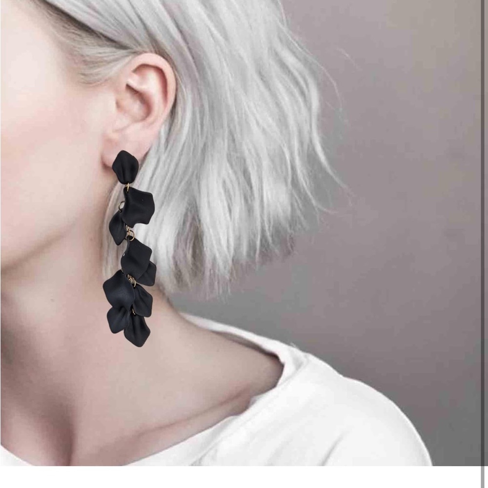 # 26 Clip On Long Acrylic Rose Petal Drop Dangle Earrings Fashion Bohemian